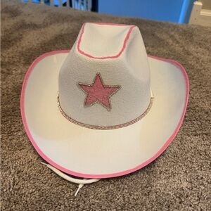 Custom White and Pink Cowboy Hat with Star